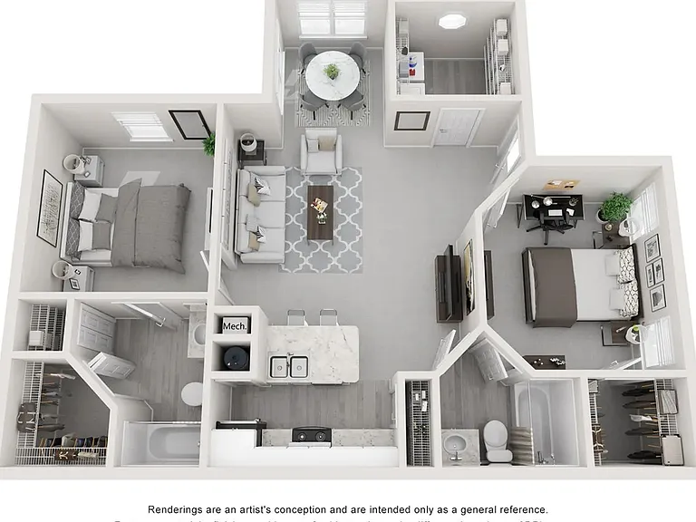 A 3D rendering of our Lexington floor plan