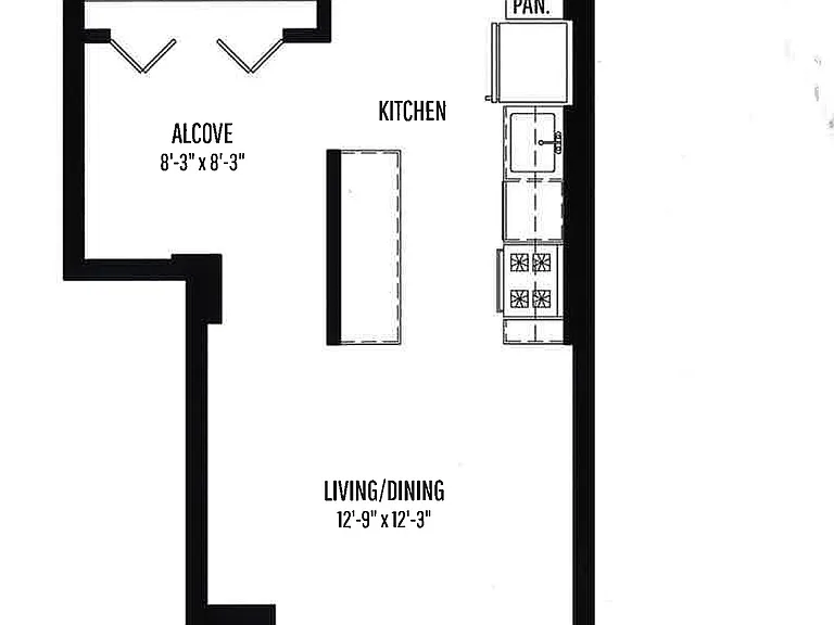 Convertible floor plan 1225 Old Town