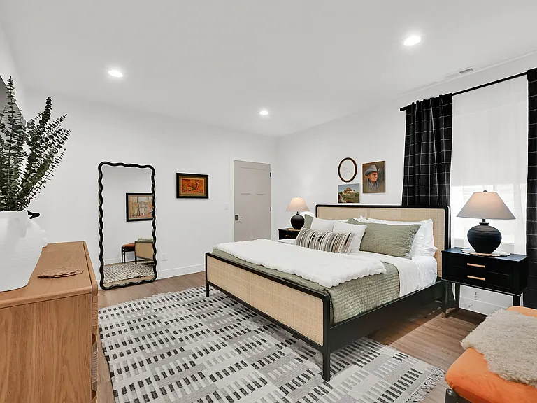 Downstairs bedroom with private bathroom and Smart TV
