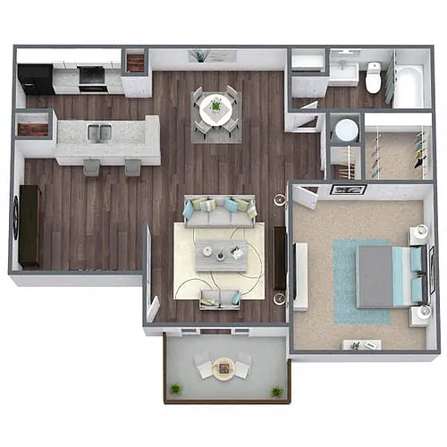 Floor plan A2: 1 Bed 1 Bath