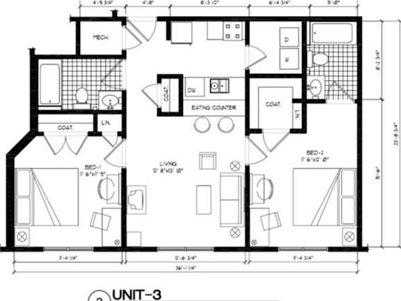 Floor Plan - 2 Bed/2Bath Apt