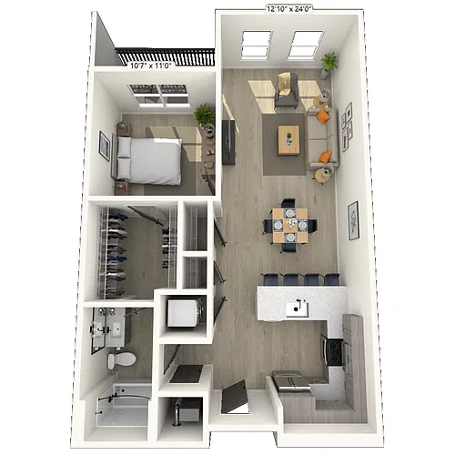 Floor plan A5 1x1 803 SF-FP