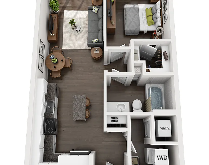 Ellison On Broad - Gabardine (A1) - 1 Beds - 1 Baths - 706 Sq. ft.
