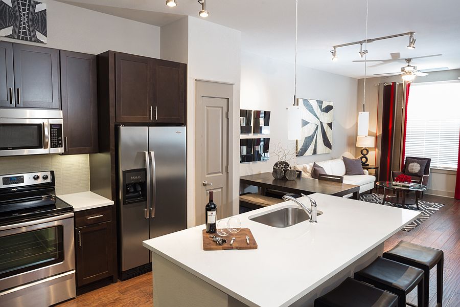 Stainless steel, ENERGY STAR appliances with undermount kitchen sinks