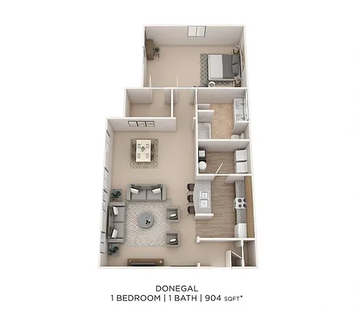 Floor plan One Bedroom -904 sqft