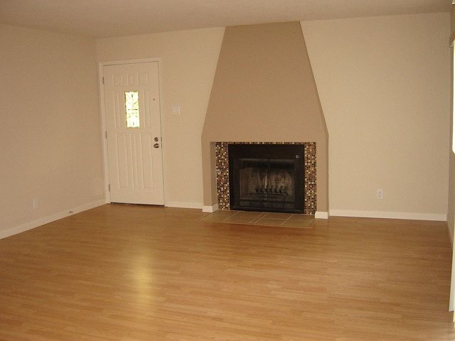 living room and fireplace