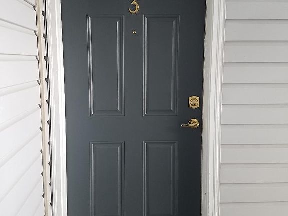 NEW front door, NEW hardware and peephole, fresh paint.