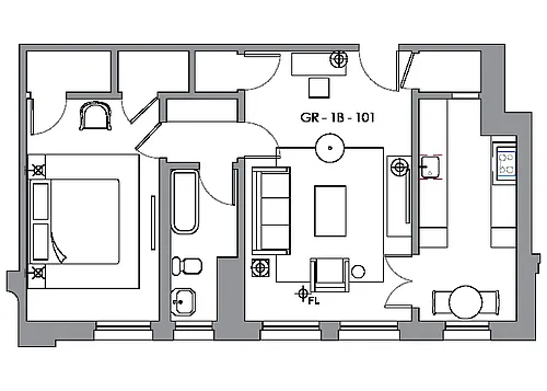 Floor plan 1 Bedroom 1 Bath
