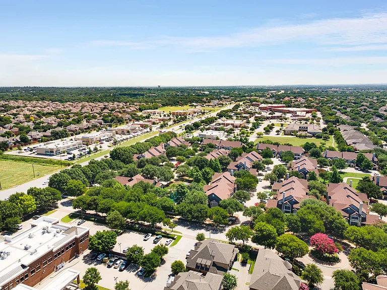 Aerial perspective of suburban area