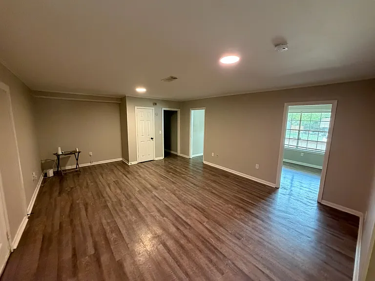 View of flex space and living room