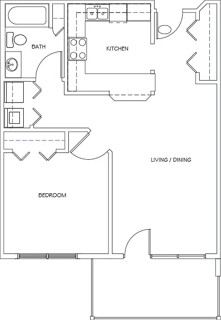 Floor plan 1 Bedroom, 1 Bathroom