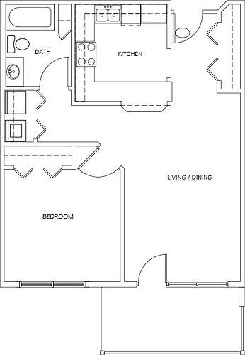Floor plan 1 Bedroom, 1 Bathroom