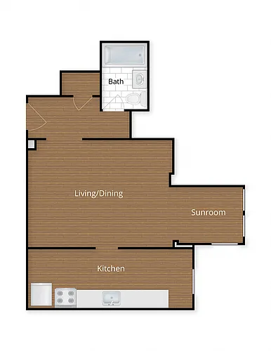 Floor plan Studio with Sunroom
