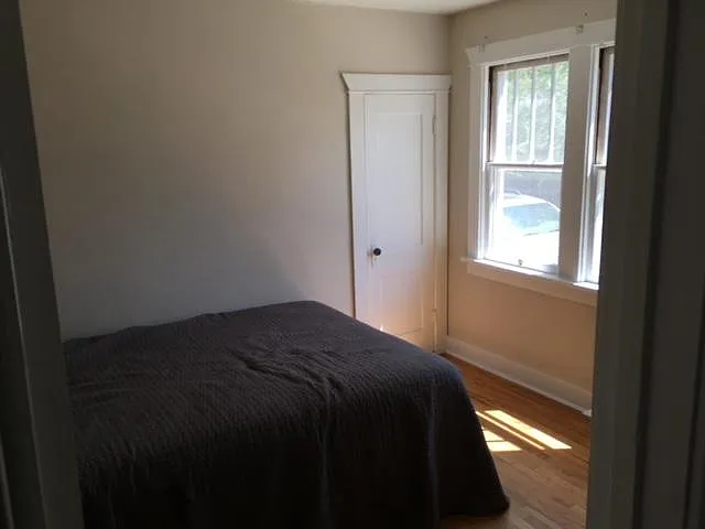 Bedroom 2 facing east. There is a door to close off the bedrooms and bath from the rest of the house.