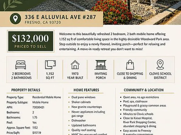 336 E Alluvial Ave Space 287, Fresno, CA 93720
