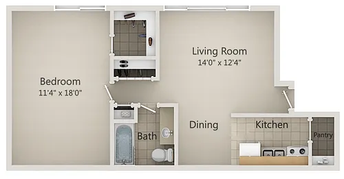 Floor plan 1 bedroom PENN GROVE