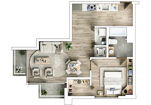 Floor plan 1 Bedroom, 1 Bathroom