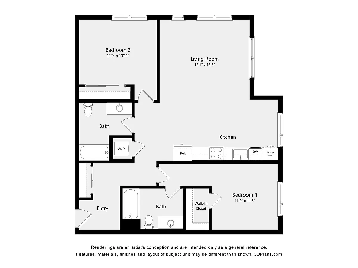 Floor plan Two Bedroom E02A
