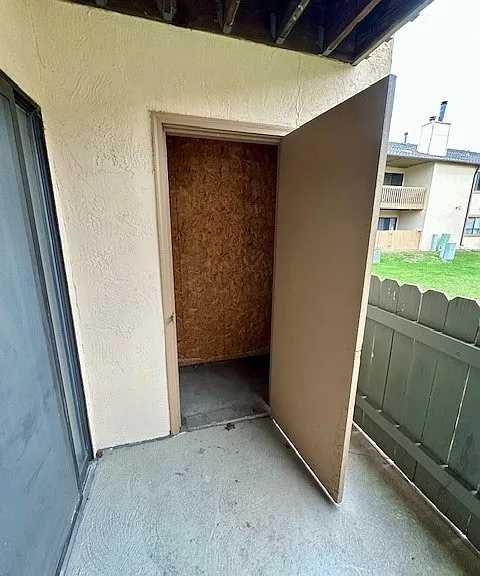 3x7 storage closet on patio