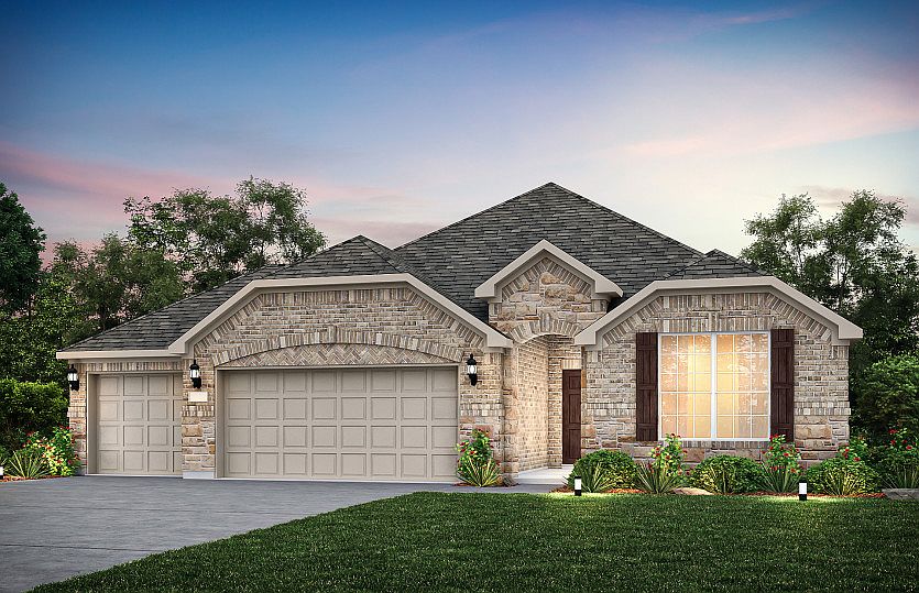 The McKinney, a one-story home with 3-car garage, shown as Home Exterior C