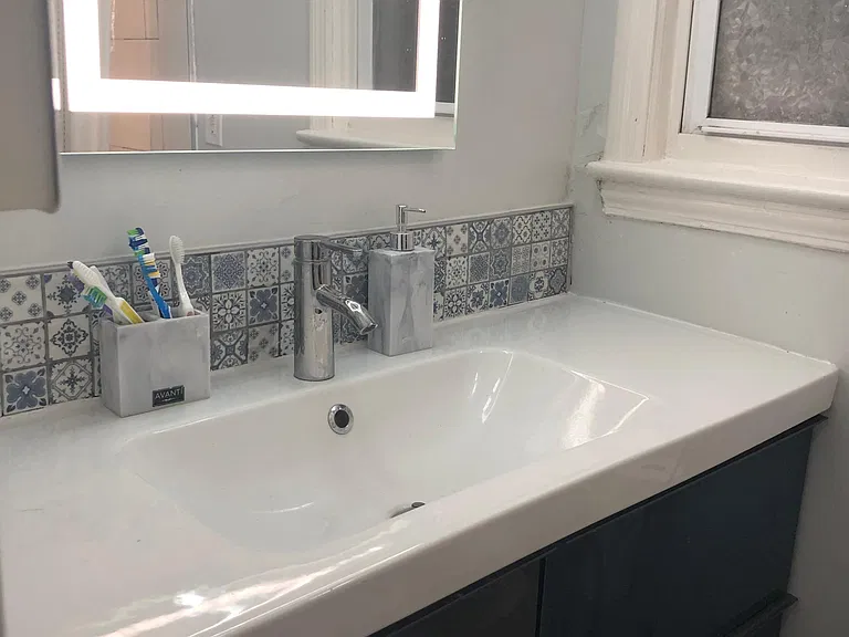 Large vanity in brand new bathroom