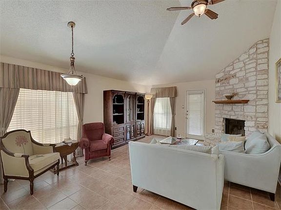 Living room with fireplace.