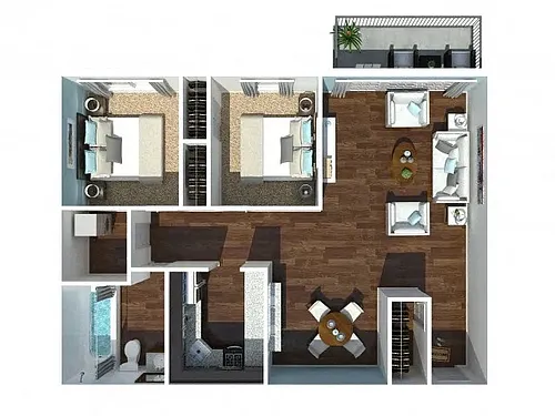 Floor plan Two Bedroom One Bath
