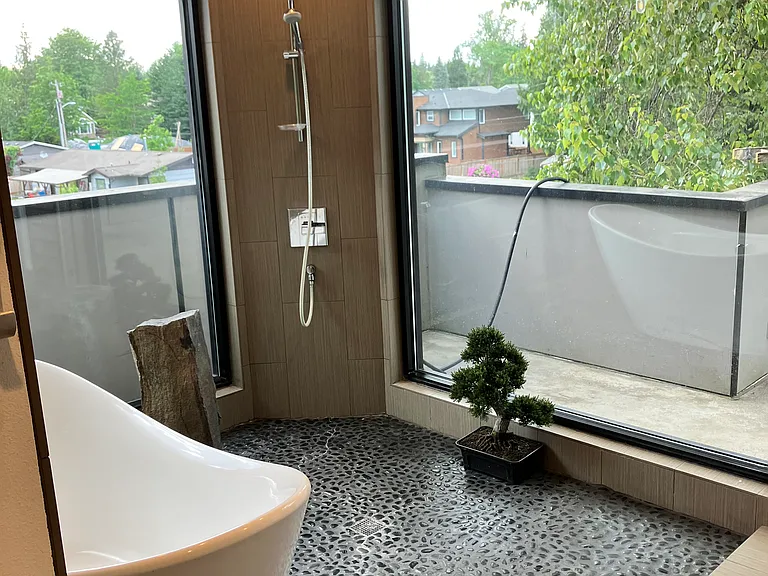 Window Shades pull down for added privacy