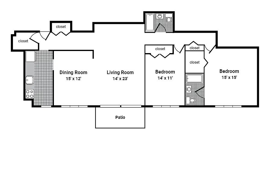 Floor plan 2 Bedroom 2 Bath