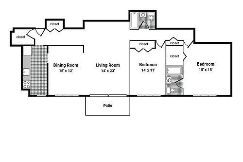 Floor plan 2 Bedroom 2 Bath