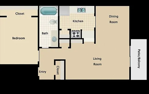 Floor plan 1 bedroom 1 bath