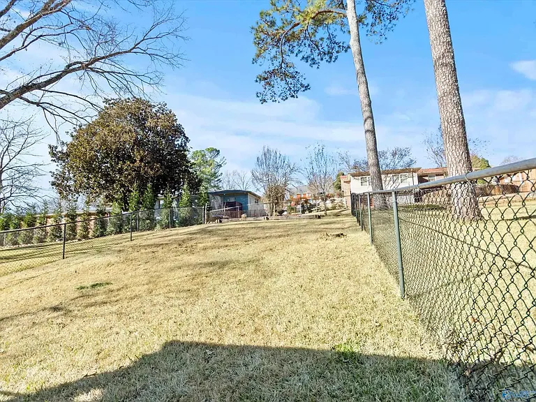 Chain-linked fenced yard