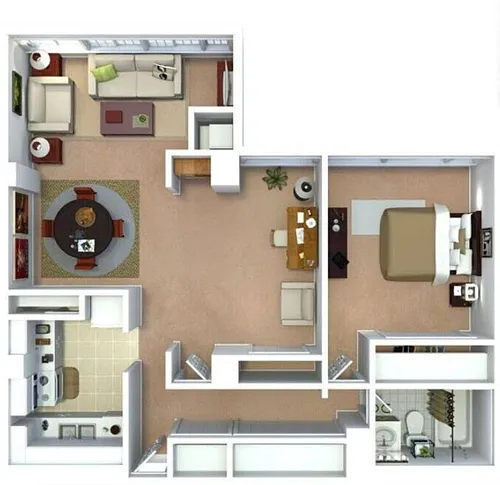 Floor plan 1BR - 1BTH DLX