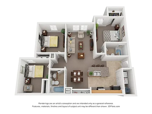 Floor plan Three Bedroom Two Bath