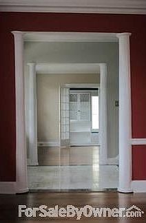View from dining room
						:
						The dining room is the red room, the lobby, the living room, & library is last