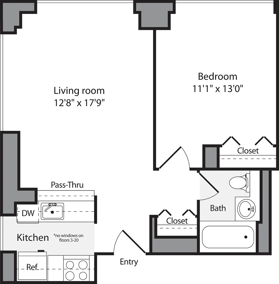 Floor plan 1 Bedroom B