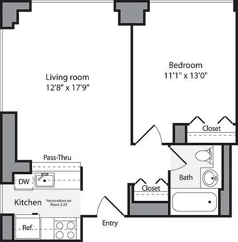 Floor plan 1 Bedroom B