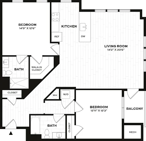Floor plan 2 Bed/2 Bath-F3