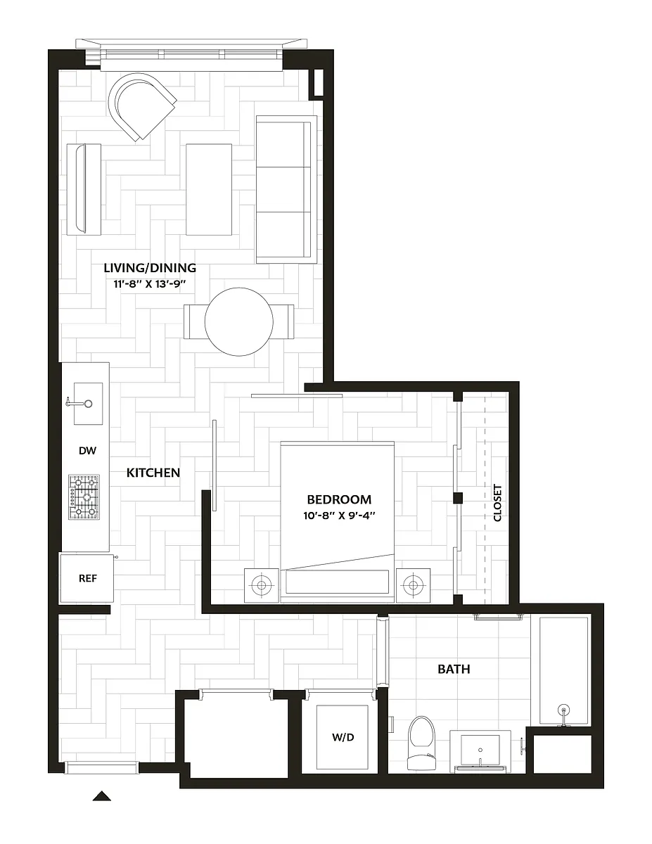 Floor plan 1 Bed/1 Bath-A2