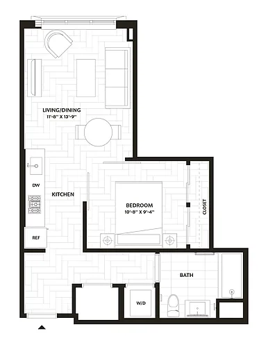 Floor plan 1 Bed/1 Bath-A2