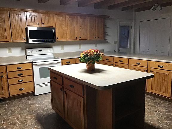 Kitchen area with island