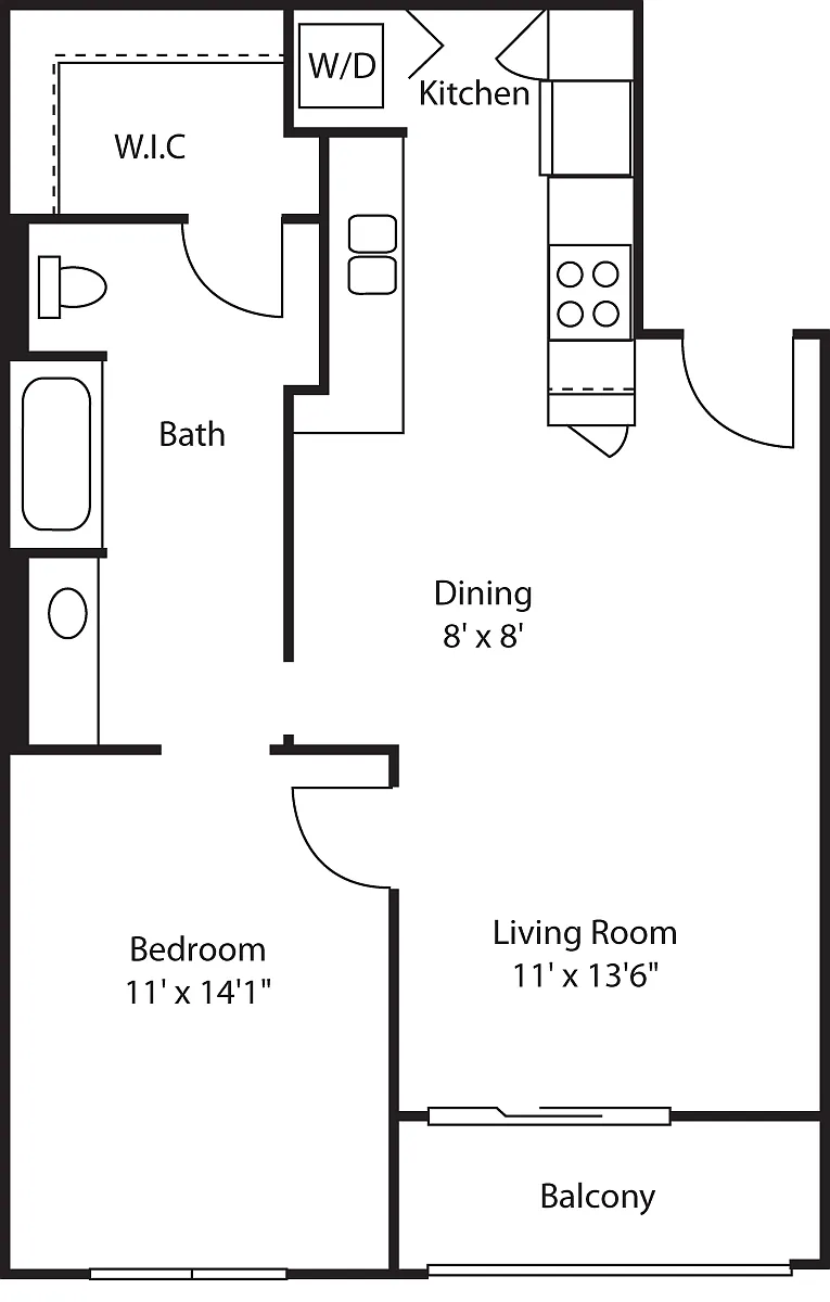 Floor plan One Bedroom 655