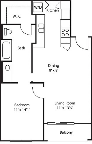 Floor plan One Bedroom 655