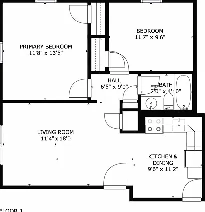 2B.1B Floor Plan 2B.1B Floor Plan