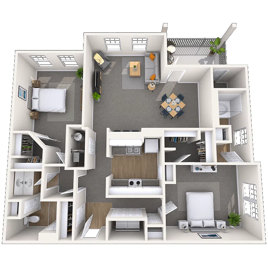 Floor plan Traditional 2x2 1223-1320 SF