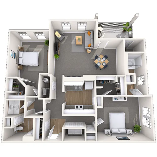 Floor plan Traditional 2x2 1223-1320 SF