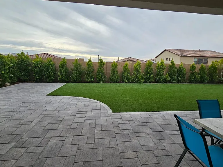 Backyard view from sliding glass door