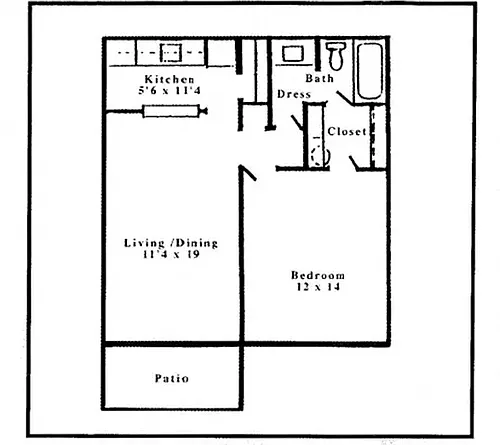 Floor plan 1 Bedroom 1 Bath