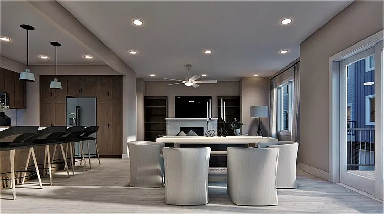 Rendering of living room at Lyric Townhomes.