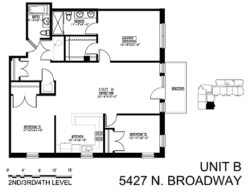 Floor plan 3 Bedroom - 2 Bathroom - Tier B